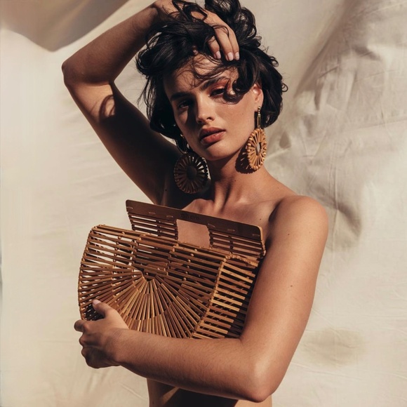 Cult Gaia Large Bamboo Ark Bag Natural Top Handle Bag - Picture 3 of 15